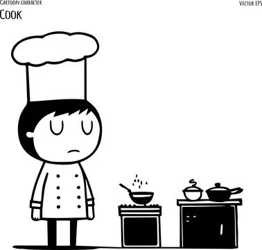 Hand drawn vector cartoon illustration of chef cook. Stock Illustration