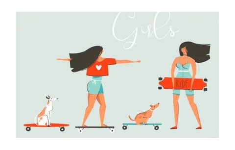 Hand drawn vector cartoon summer time fun illustrations collection set with Stock Illustration