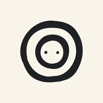 Hand drawn vector of a circular single electrical outlet. Minimalist round wall Stock Illustration