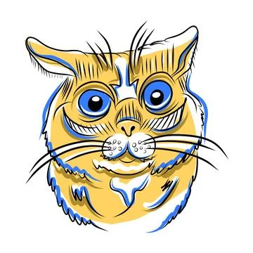 Hand-drawn vector color illustration of a very surprised red cat, cartoon s.. Illustrazione stock