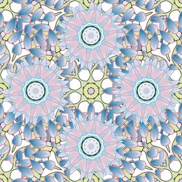 Hand drawn vector colored Mandala seamless pattern. Arabic, indian, turkish, ott Illustrazione stock