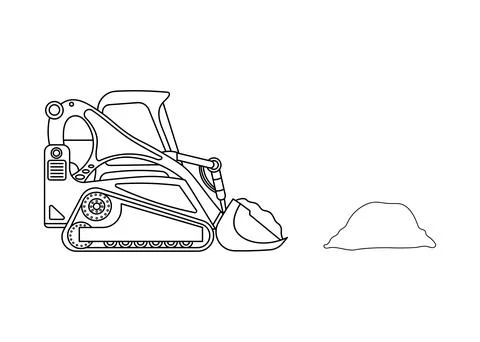Hand drawn Vector construction compact compact track loader Stock Illustration