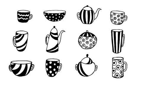 Hand-drawn vector Cookware Set Illustration. Cutlery, cooking, kitchen Stock Illustration