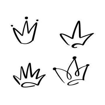 Hand drawn vector crown icon set, symbolizing royalty logo, leadership, and.. Stock Illustration