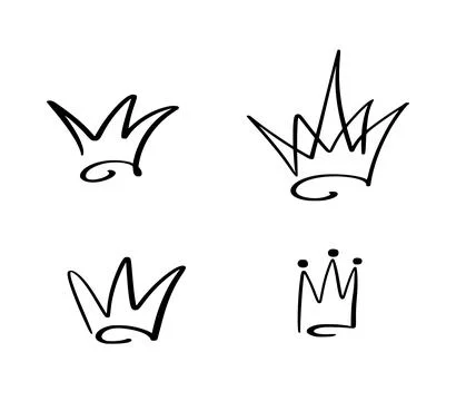 Hand drawn vector crown icon set, symbolizing royalty, leadership, and author Illustrazione stock