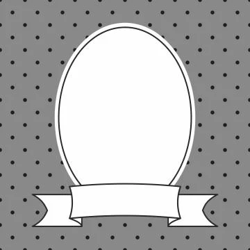 Hand drawn vector decorative frame on polka dots grey background Stock Illustration