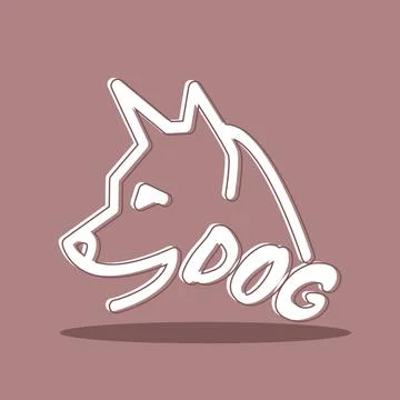 Hand drawn vector dog head, isolated brown, flat design. Stock Illustration