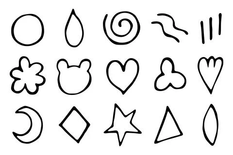 Hand drawn vector doodle elements set black line art Stock Illustration