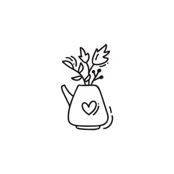 Hand drawn vector doodle illustration of tea kettle. Teapot icon line symbol. Ilustración de archivo