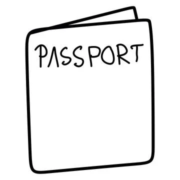 Hand drawn Vector Doodle illustration of a passport. Linear Personal Document Illustrazione stock