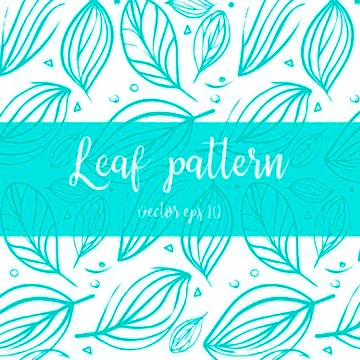 Hand drawn vector doodle pattern with leaves Stock Illustration