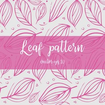 Hand drawn vector doodle pattern with leaves 스톡 일러스트