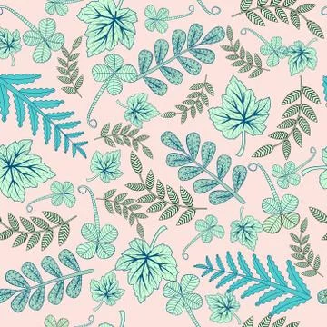 Hand drawn vector doodle pattern on pink background. Stock Illustration