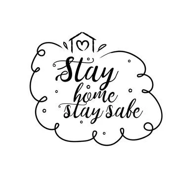 Hand-drawn vector doodle Stay home stay safe doodle illustration. Quarantine. Stock Illustration
