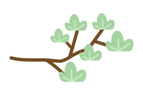 Hand drawn vector doodle tree branch. Leaves herbs isolated on white background Stock Illustration