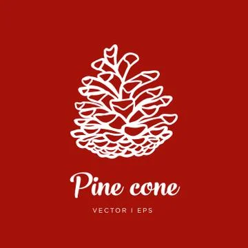 Hand drawn vector editable pine cone simple illustration. Christmas decor con Illustrazione stock