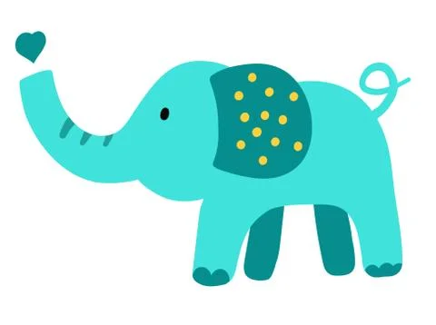 Hand drawn vector elephant. Cute cartoon baby illustration Stock Illustration