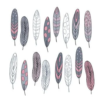 Hand drawn  vector feathers . Illustrazione stock