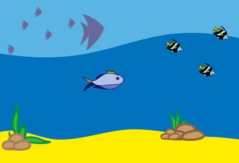 Hand Drawn Vector Fish Illustration. Underwater World Panorama. Stock Illustration