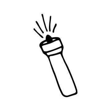 Hand drawn vector flashlight clipart. Isolated on white backgrou Stock Illustration