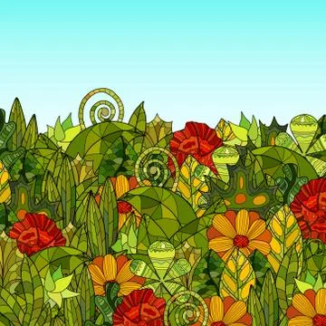 Hand drawn vector floral background Stock Illustration