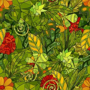 Hand drawn vector floral seamless pattern Illustrazione stock