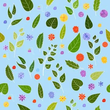 Hand drawn vector floral seamless pattern Stock Illustration