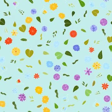 Hand drawn vector floral seamless pattern Stock Illustration