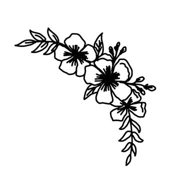 Hand drawn vector flower drawing. Decorative elements for design. Isolated on a Stock Illustration
