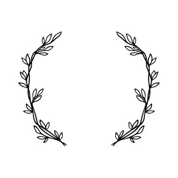 Hand drawn vector frame. Floral wreath with leaves for wedding and holiday Stock Illustration