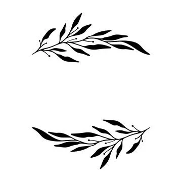 Hand drawn vector frame. Floral wreath with leaves for wedding and holiday Stock Illustration