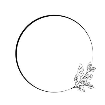 Hand drawn vector frame. Floral wreath with leaves for wedding and holiday Stock Illustration