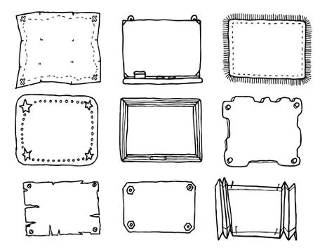 Hand drawn vector frame set Stock Illustration