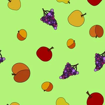 Hand drawn vector fruit seamless pattern Stock Illustration