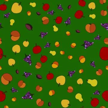 Hand drawn vector fruit seamless pattern Stock Illustration