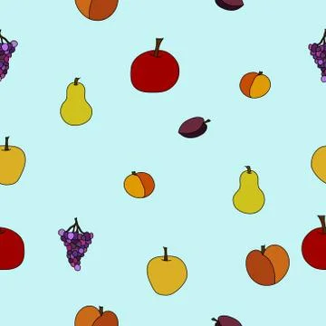 Hand drawn vector fruit seamless pattern Stock Illustration