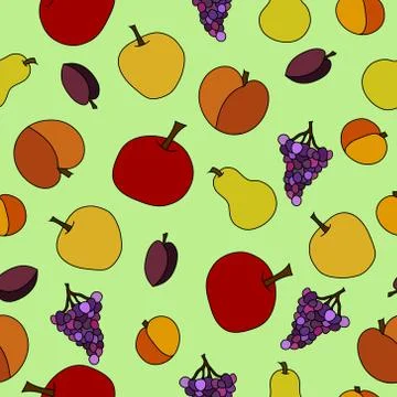 Hand drawn vector fruit seamless pattern Stock Illustration