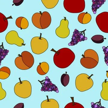 Hand drawn vector fruit seamless pattern Illustrazione stock