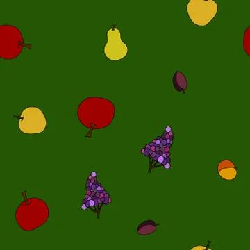 Hand drawn vector fruit seamless pattern Stock Illustration