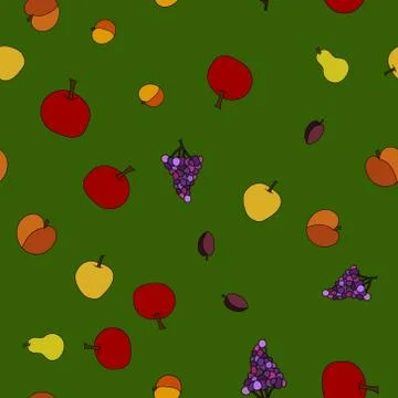 Hand drawn vector fruit seamless pattern Stock Illustration