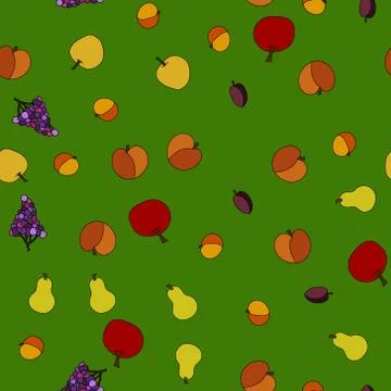 Hand drawn vector fruit seamless pattern Stock Illustration