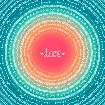 Hand drawn vector geometric ethnic line border, frame, label, scribble design Stock Illustration
