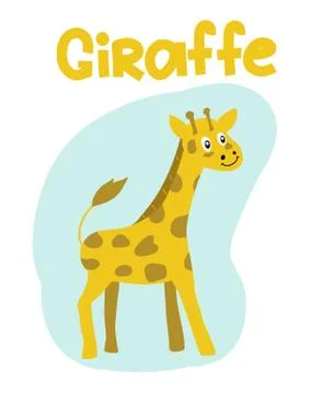 Hand drawn vector giraffe. Cute cartoon baby illustration Stock Illustration