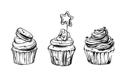 Hand drawn vector graphic sweet food design elements collection set with hand イラスト素材