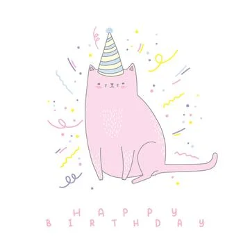 Hand drawn vector greeting card for birthday Stock Illustration