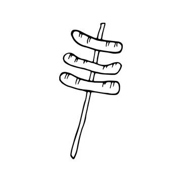 Hand drawn vector grill food, sausages clipart. Isolated on whit Stock Illustration