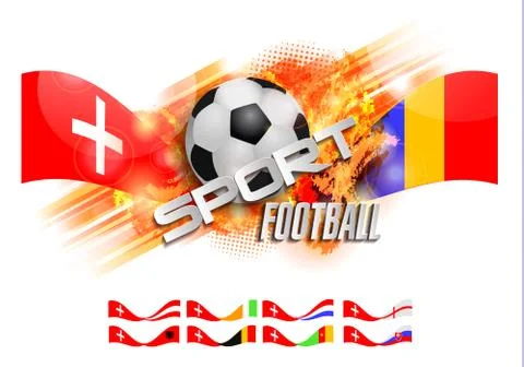 Hand drawn vector grunge banner with soccer ball, stylish composition and ora Stock Illustration
