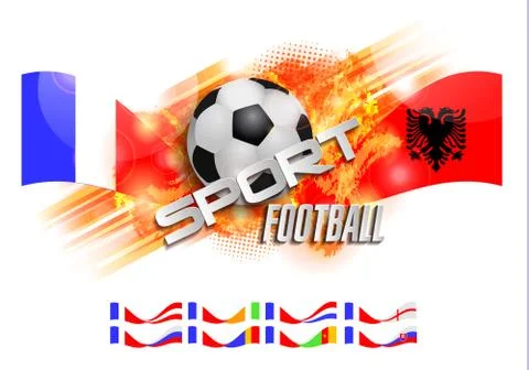 Hand drawn vector grunge banner with soccer ball, stylish composition and ora Stock Illustration