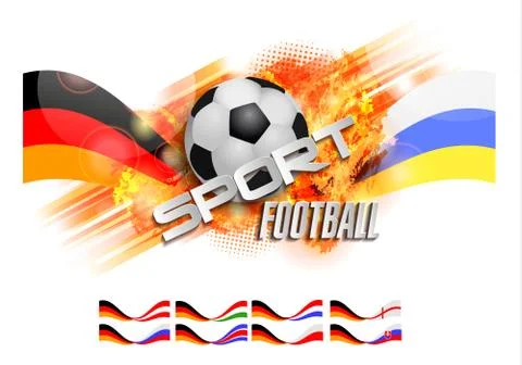 Hand drawn vector grunge banner with soccer ball, stylish composition and ora Stock Illustration
