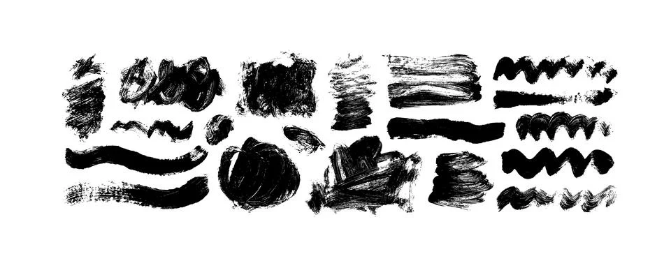 Hand drawn vector grunge brush strokes collection. Stock Illustration